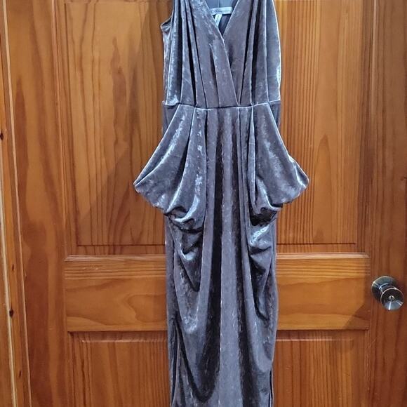 BCBG Dresses & Skirts - BCBG Enervation Silver Velvet Dress Size M